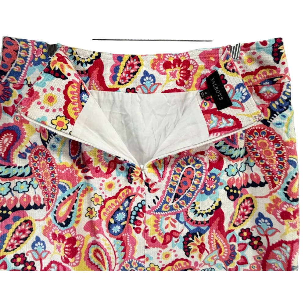 Talbots Pencil Skirt Women 12 Persian Pink Multicolor Floral Paisley Preppy Boho - Picture 4 of 13
